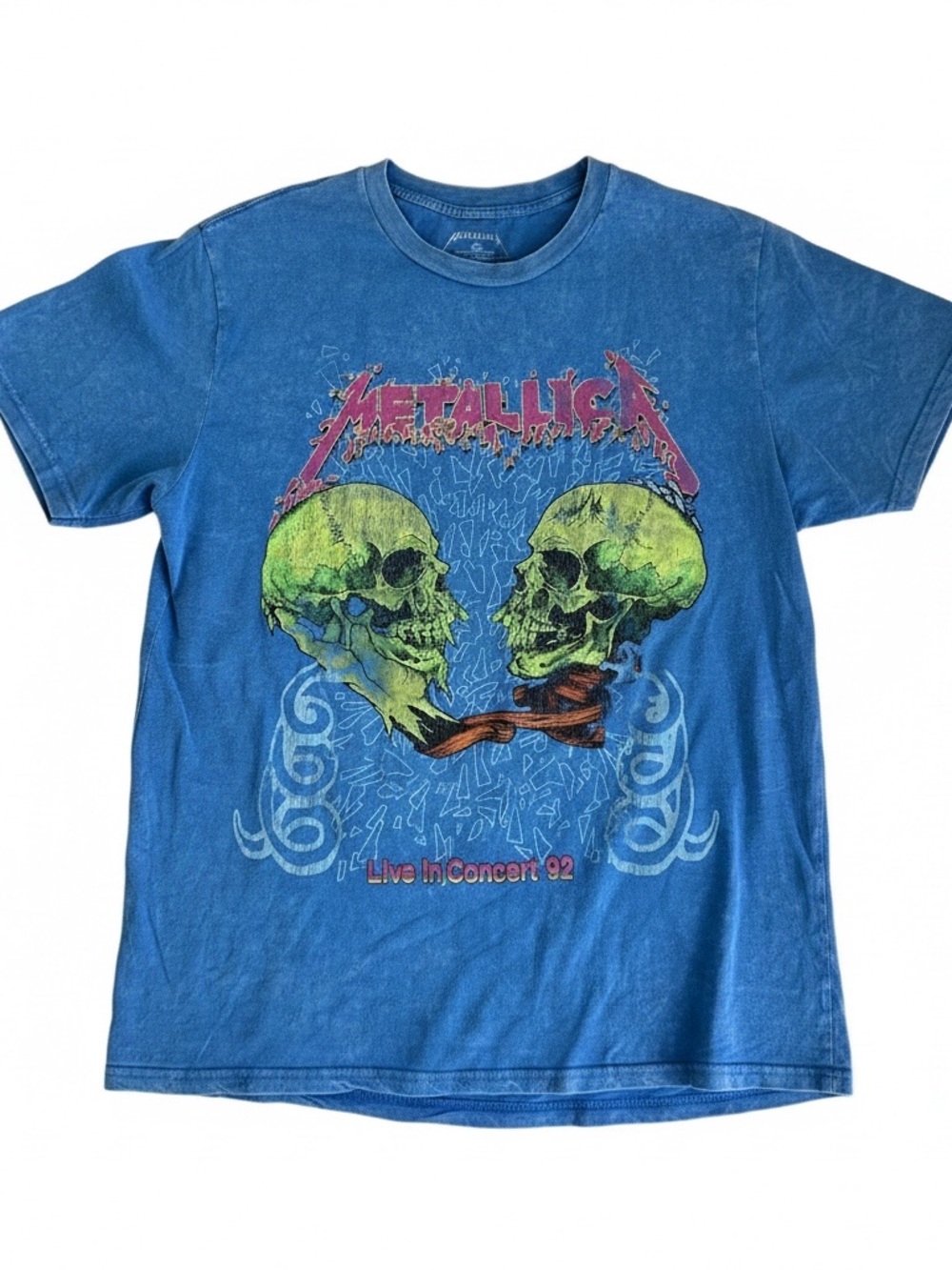 Vintage Metallica Blue Graphic Concert  92 Tee Shirt Large
